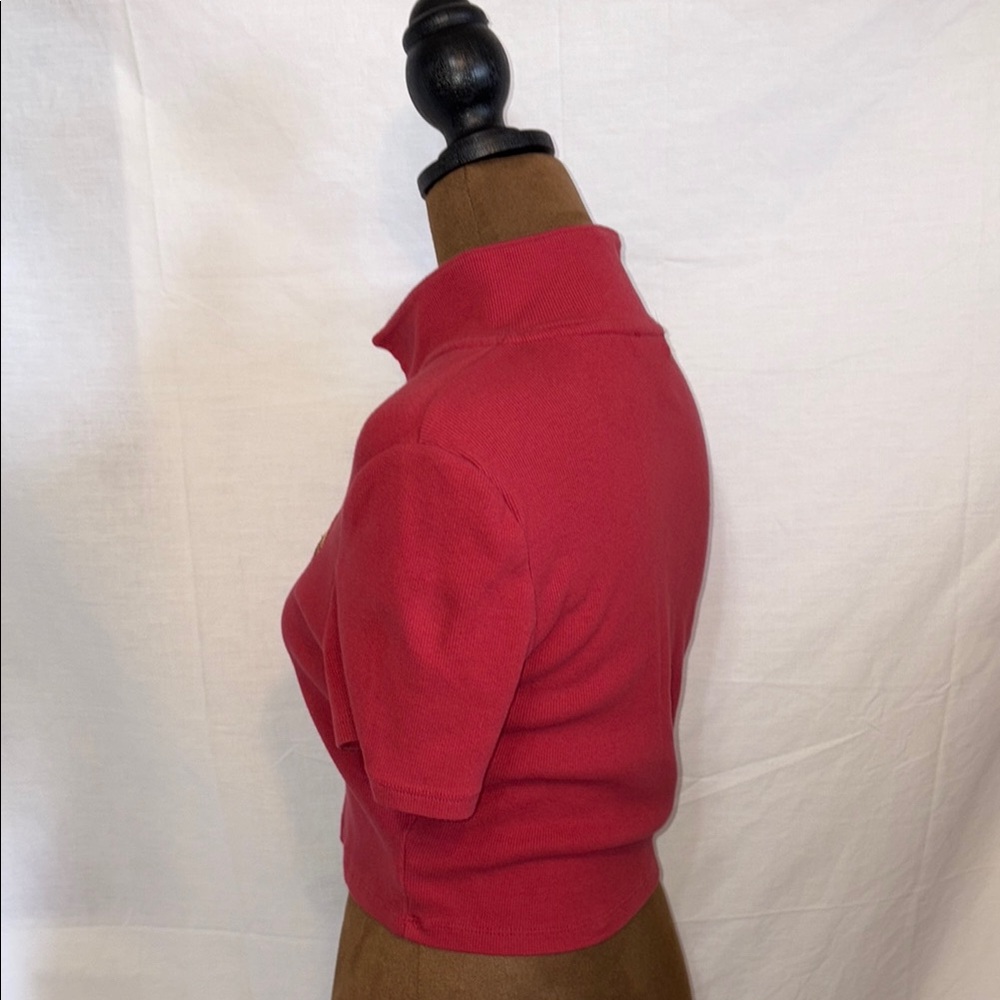 Forever 21 Red Ruffled Crop Polo Top - Picture 3 of 5